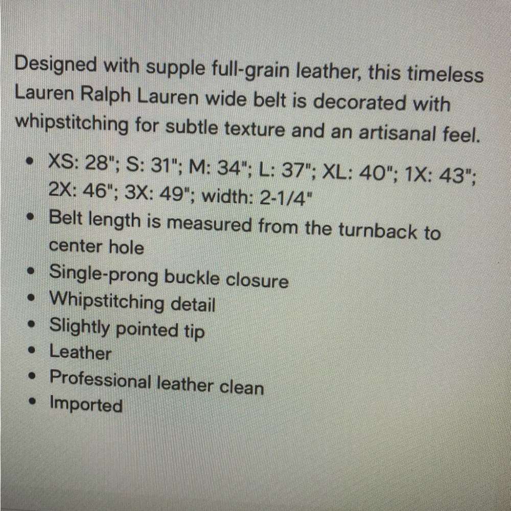 Ralph Lauren Women’s whipstitched wide leather belt. Medium- NWT 100% leather - Picture 3 of 8
